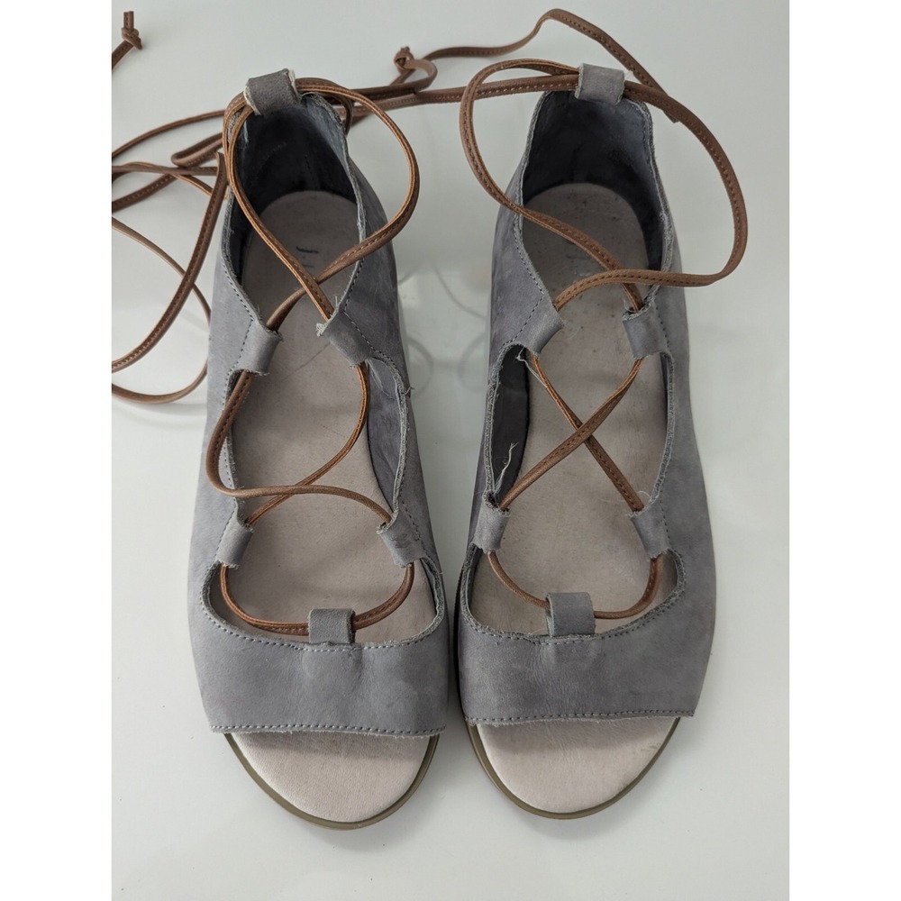Womens J-Jill Lace-up Gladiator Grey Shoes Sandals Peep Toe size 6.5 Leather